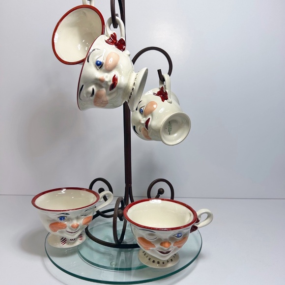 RARE Vintage 1950's winking teacups, set of 5, Sterling Pottery England - Picture 6 of 12